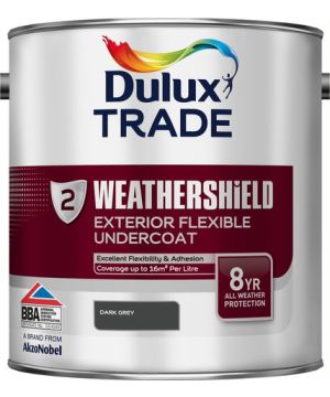 Dulux Trade Weathershield Exterior Flexible Undercoat in Dark Grey, 2.5L solvent-based paint