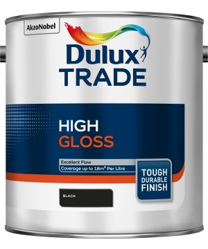 Dulux Trade High Gloss Black 2.5L paint tin