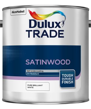 Dulux Trade Satinwood Pure Brilliant White 2.5L solvent-based paint