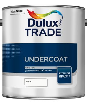 Dulux Trade Undercoat White 2.5L solvent-based paint with matt finish