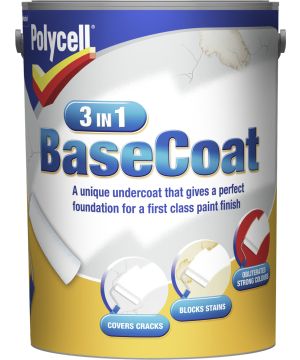 Polycell 3 in 1 Basecoat White 5L interior wall paint preparation
