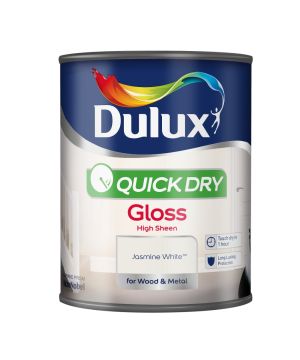 Dulux Quick Dry Gloss Paint - Jasmine White - 750ml interior wood and metal paint