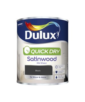 Dulux Quick Dry Satinwood Paint in Black, 750ml
