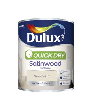Dulux Quick Dry Satinwood Paint in Natural Calico, 750ml interior wood and metal paint with a mid-sheen satin finish