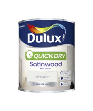 Dulux Quick Dry Satinwood Paint in White Cotton, 750ml