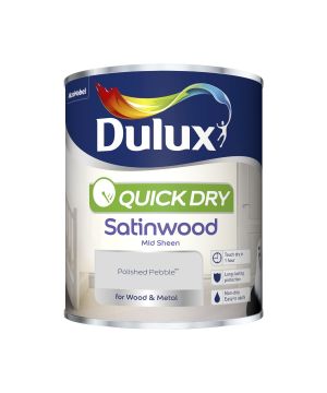 Dulux Quick Dry Satinwood Paint in Polished Pebble, 750ml interior wood and metal paint with satin finish
