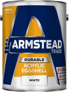 Armstead Trade Durable Acrylic Eggshell White 5L interior paint