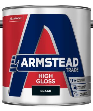 Armstead Trade High Gloss Paint, Black, 2.5L solvent-based wood and metal paint