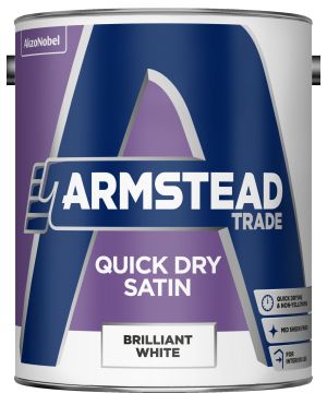 Armstead Trade Quick Dry Satin paint in Brilliant White, 5L