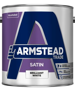 Armstead Trade Satin Brilliant White 2.5L wood and metal paint tin