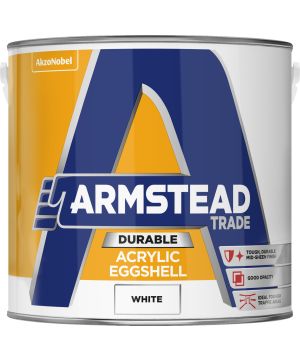 Armstead Trade Durable Acrylic Eggshell White 2.5L interior paint with a mid-sheen finish