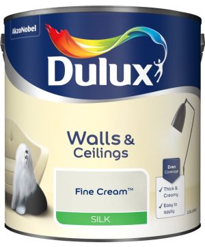 Dulux Silk Emulsion Paint Fine Cream 2.5L interior wall and ceiling paint