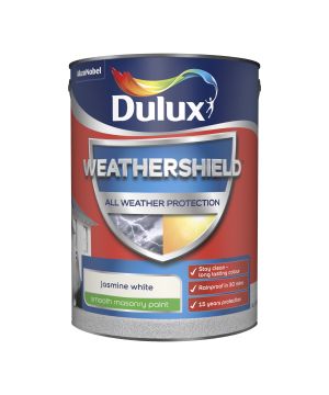 Dulux Weathershield Smooth Masonry Paint in Jasmine White, 5L