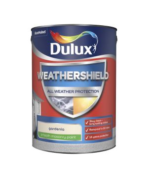 Dulux Weathershield Smooth Masonry Paint, Gardenia, 5L exterior wall paint