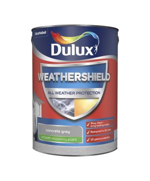 Dulux Weathershield Smooth Masonry Paint in Concrete Grey, 5L tin