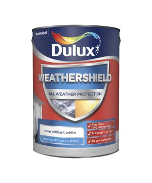 Dulux Weathershield Textured Masonry Paint in Pure Brilliant White, 5L
