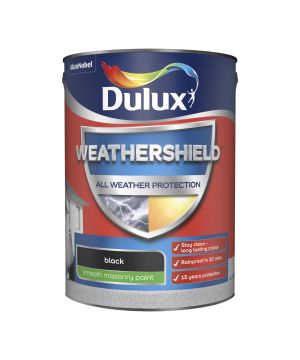 Dulux Weathershield Smooth Masonry Paint in Black, 5L tin