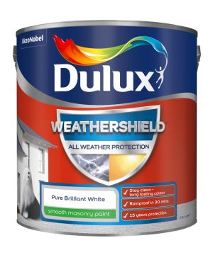 Dulux Weathershield Smooth Masonry Paint in Pure Brilliant White, 2.5L