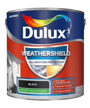 Dulux Weathershield Smooth Masonry Paint, 2.5L in black