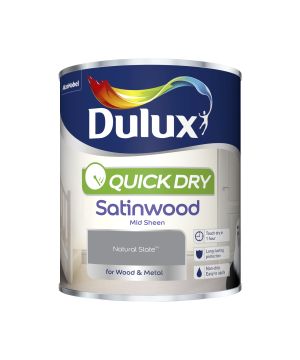 Dulux Quick Dry Satinwood Paint in Natural Slate, 750ml interior wood and metal paint with a satin finish