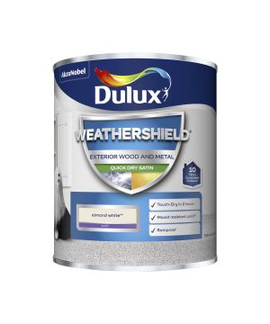 Dulux Weathershield Exterior Quick Dry Satin Paint in Almond White, 750ml