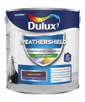 Dulux Weathershield Exterior Quick Dry Satin Paint 2.5L in Hazelnut Truffle
