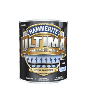 Hammerite Ultima smooth black 750ml water-based metal paint