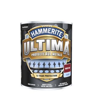 Hammerite Ultima 750ml Smooth Ruby Red metal paint