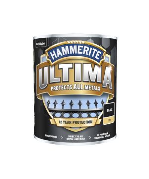 Hammerite Ultima 750ml direct-to-rust metal paint in matt black