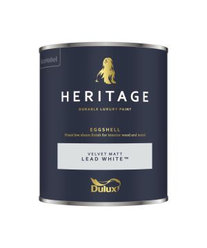 Dulux Heritage Interior Eggshell Lead White 750ml water-based wood and metal paint tin