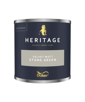 Dulux Heritage Stone Green 125ml interior paint tester pot in washable matt emulsion