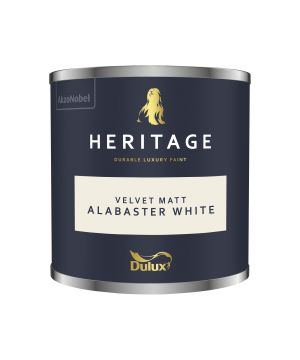 Dulux Heritage 125ml Alabaster White washable matt emulsion interior paint tester pot