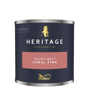 Dulux Heritage Coral Pink 125ml matt emulsion tester pot for interior walls and ceilings
