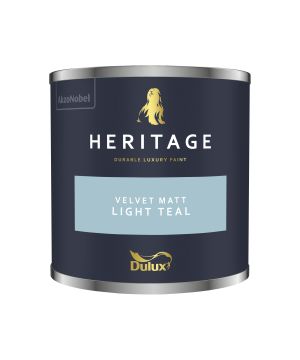 Dulux Heritage 125ml Light Teal tester pot of luxury washable matt emulsion interior paint