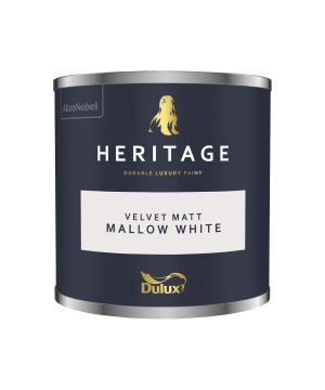 Dulux Heritage Mallow White 125ml interior tester pot of luxury washable matt emulsion