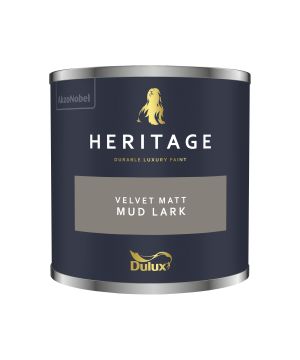 Dulux Heritage 125ml Mud Lark interior paint tester pot in luxury washable matt emulsion