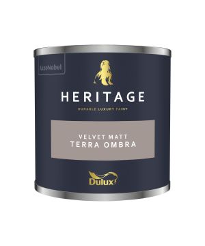 Dulux Heritage Terra Ombra 125ml washable matt emulsion paint tester pot