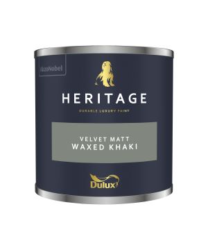 Dulux Heritage 125ml tester pot in Waxed Khaki matt emulsion