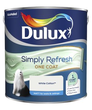 Dulux Simply Refresh One Coat Matt Emulsion Paint, White Cotton, 2.5L