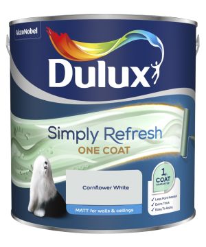 Dulux Simply Refresh One Coat Matt Emulsion Paint in Cornflower White, 2.5L
