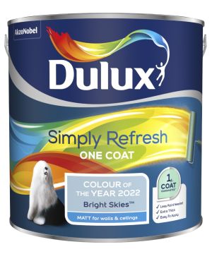 Dulux Simply Refresh One Coat Matt Emulsion Paint in Bright Skies, 2.5L