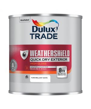 Dulux Trade Weathershield Quick Dry Exterior High Gloss 1L paint in Pure Brilliant White