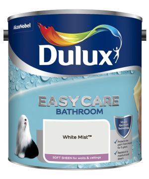 Dulux Easycare Bathroom Soft Sheen Paint in White Mist, 2.5L