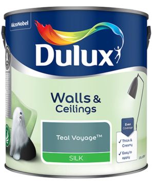Dulux Silk Emulsion Paint Teal Voyage 2.5L in a smooth and creamy silk finish