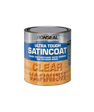 Ronseal Ultra Tough Satincoat Varnish Clear 250ml tin in satin finish
