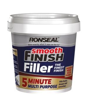Ronseal 5 Minute Multi Purpose Smooth Finish Filler Tub, 600ml in white