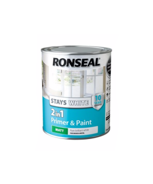 Ronseal Stays White 2in1 Primer and Paint 750ml in white matt