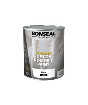 Ronseal Stays White Non Drip One Coat Paint White Satin 750ml