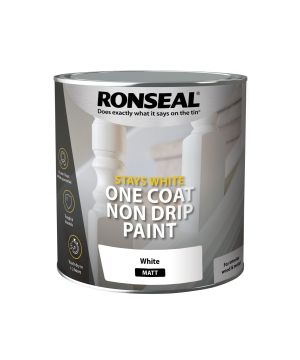 Ronseal Stays White Non Drip One Coat Paint 2.5L White Matt