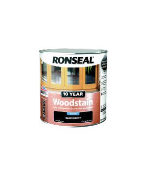Ronseal 10 Year Woodstain, 250ml tin, Ebony Satin exterior wood stain